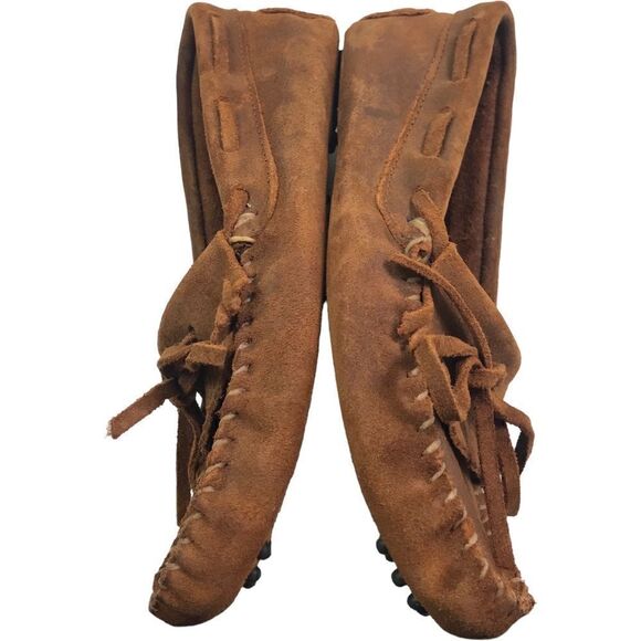 Minnetonka Kilty Brown Suede Leather Moccasins Shoes - Picture 8 of 10